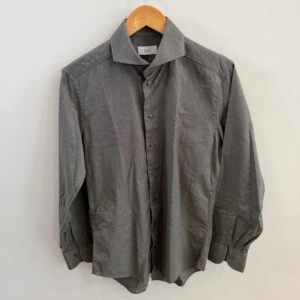 🩶 N·P Men’s Charcoal Dress Shirt – Size 15½